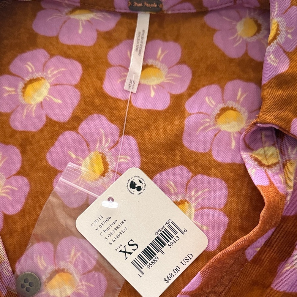 .Free People Lucky Flower Shirt XS NWT - Picture 5 of 15
